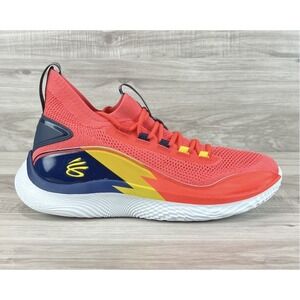 Under Armour Curry Flow 8 We Believe Away PE Rush Red Navy Blue New Mens Size 15